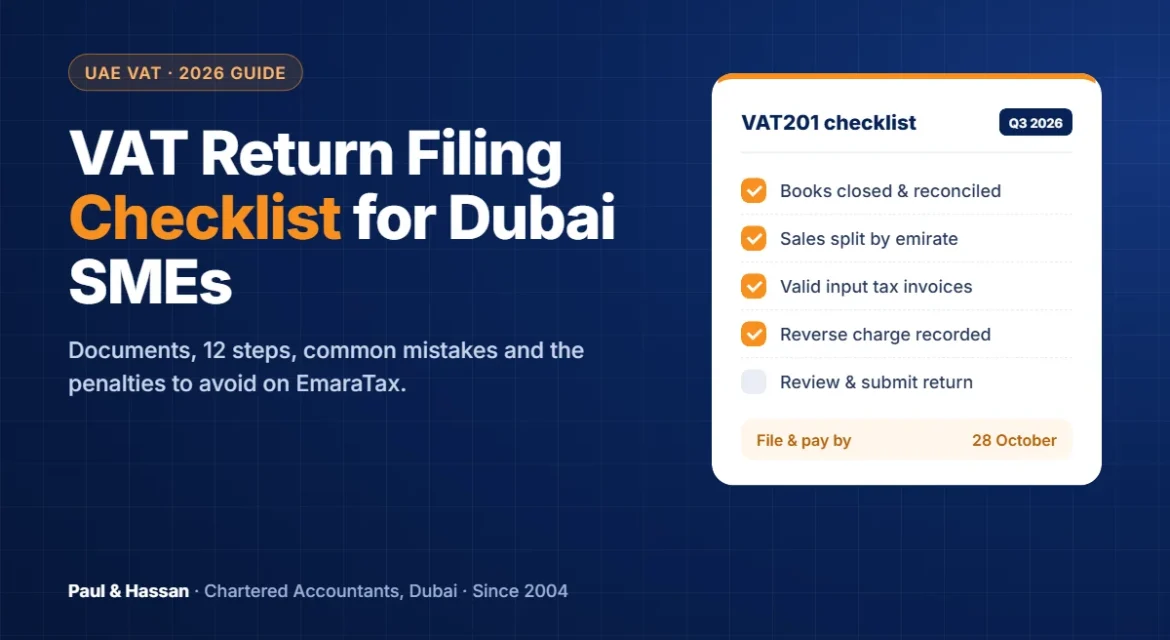 VAT return filing checklist UAE for small businesses in Dubai